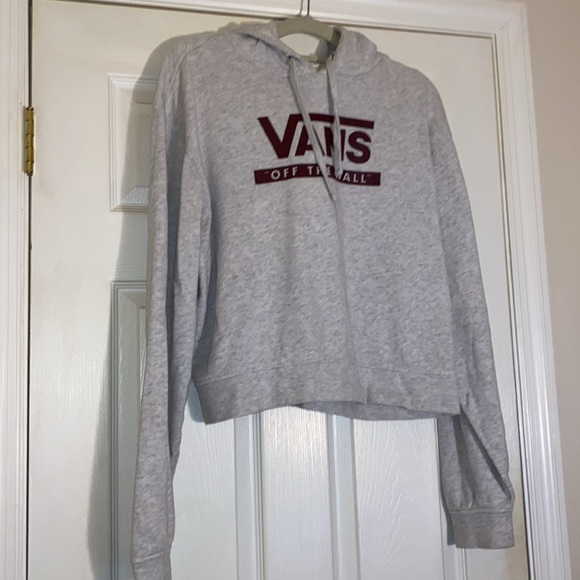 VANS Off The Wall Unisex Cropped Gray/Burgundy Hoodie Size XL - Picture 1 of 9
